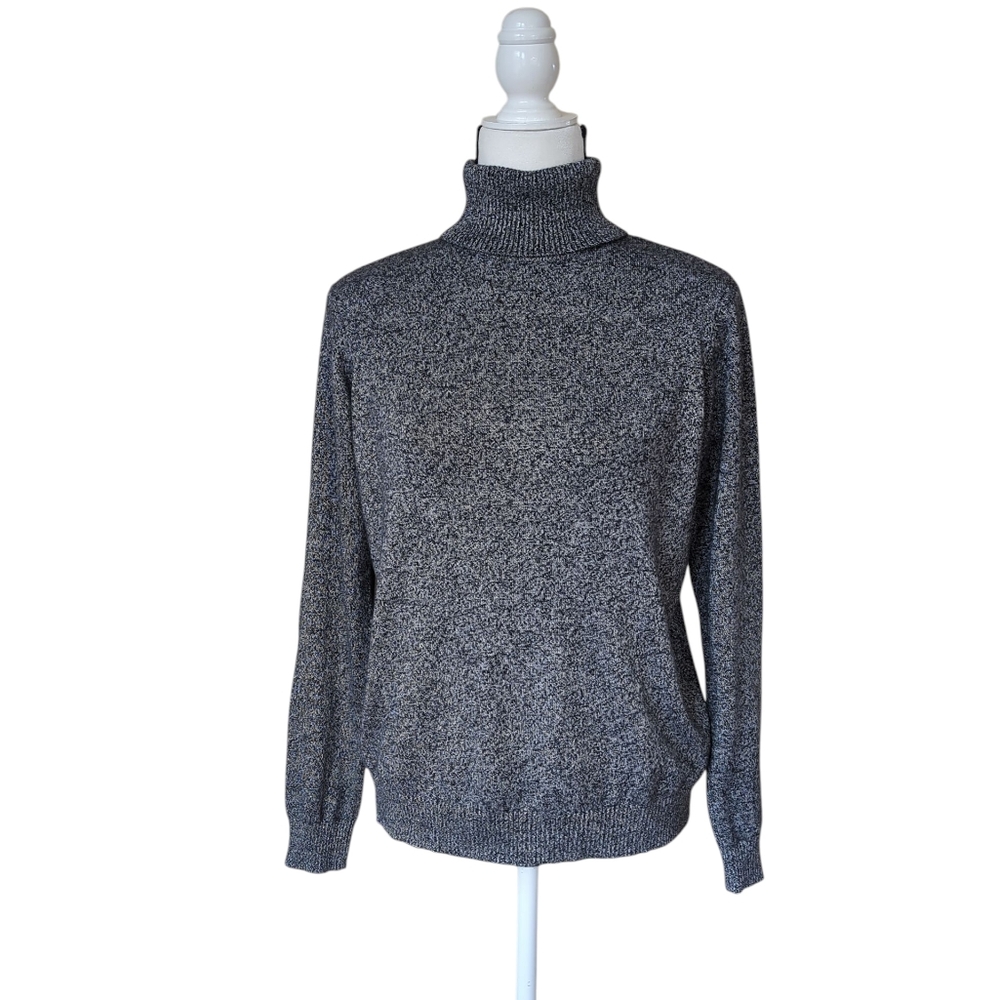 Premise Turtleneck Long Sleeve Pullover Sweater MEDIUM Black Gray White